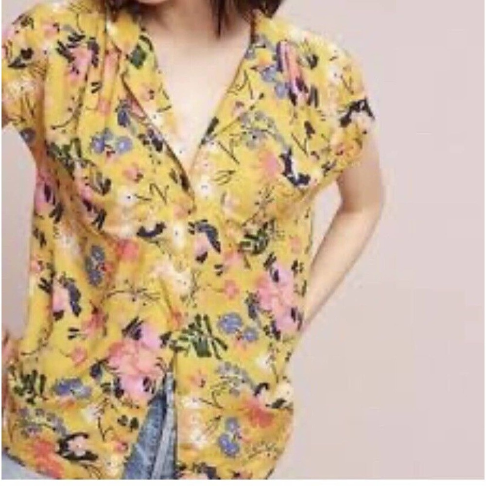 Anthropologie Maeve Racine Floral Top In Size Small